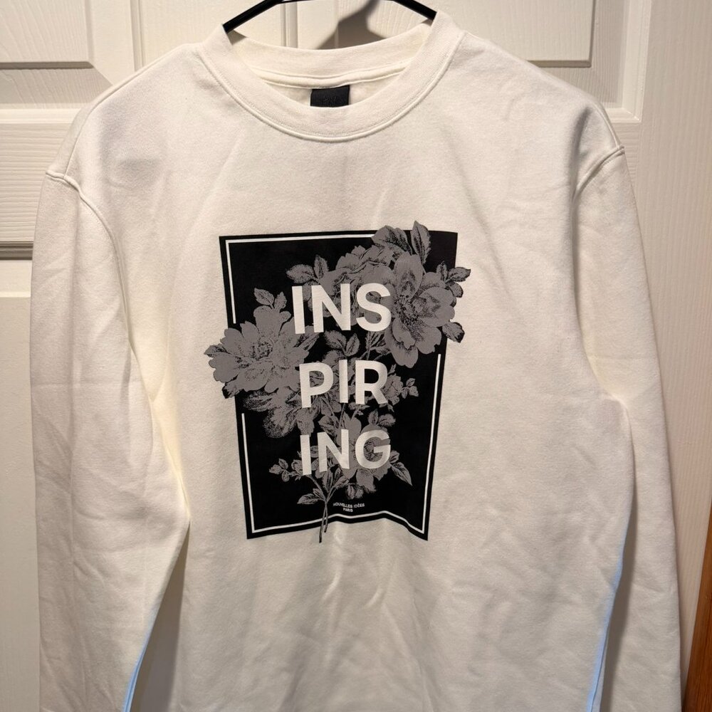 White "Inspiring" Graphic Sweater